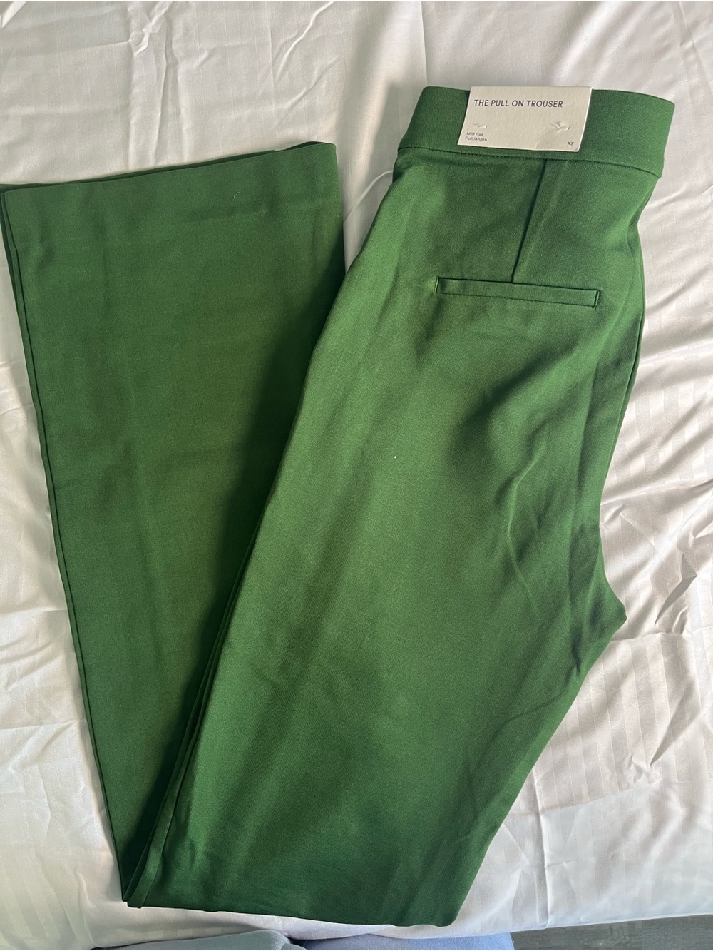 Ann Taylor Green Pull-On Trousers with Gold Buttons - Picture 3 of 3